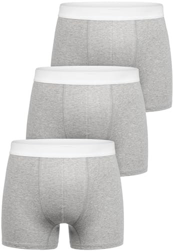 Amaci&Sons Herren Boxershorts Baumwolle 3er Spar-Pack Männer Unterhose Unterwäsche 3x9006 Grau/Weiß 3XL