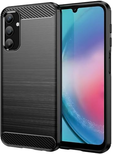 CoolGadget Carbon Hülle für Samsung Galaxy A25 5G Stoßfest Schwarz | Handyhülle im gebürsteten Carbon Design, flexibles TPU, rutschfest, kratzfest, dünn