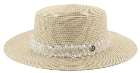 Chapeau Paille Chapeaux De Soleil À Large Bord Rond Haut Hommes Femmes Chapeaux De Paille À La Main Creux Protection Solaire en Plein Air Casual Plage Femmes Chapeaux 56-58Cm (Adultes) Beige