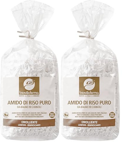 Sali Da Bagno, AMIDO DI RISO PURO Da Bagno In Cannoli. Emoliente, Lenitivo e Rinfrescante. Privo Di Diossine e Senza Profumo. Non Trattato Con Radiazioni Ionizzanti 500g (2 Unità)