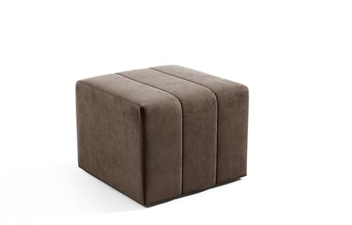 LIKMA Pouf, Hocker Braun 46x35x46 cm, 3D-Effekt Velvet Sitzhocker, Fußhocker, Pouf Hocker, Polsterhocker, Moderne Sitzbank, Garderobenbank, Ottoman Stoff: Jasmine 28