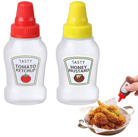 - Recipiente para salsas - Botellas pequeñas de 25 ml para salsas, recipientes para aliños | Dispensador de aliños portátil para picnic con tapón de rosca, especias, organización, utensilios de cocina