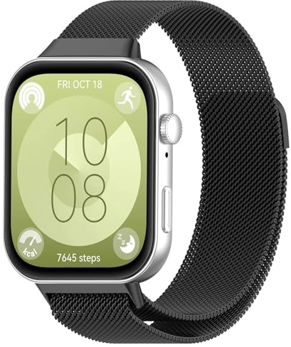 Metallarmband Kompatibel mit Huawei Watch Fit 4/Watch Fit 3 Armbänder, Metall Mesh Gewebte Edelstahl Ersatzarmband Edelstahl Armband Uhrenarmband für Damen Herren