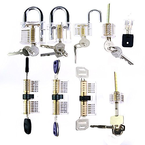 Cadenas transparent d'entraînement au crochetage de serrure, structure interne clairement visible, serrure d'entraînement transparente pour serrurier, débutant (9 serrures)