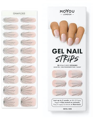 MOYOU LONDON Semi Cured Gel Nail Strips Halloween - 20 Pcs. Waterproof Gel Nail Wraps, Cures in Sunlight or UV/LED Lamp, Lasts Up to 2+ Weeks, Stretchable, Easy to Apply & Remove, Vegan & Cruelty-Free