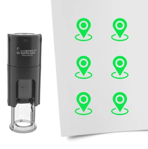 CombiCraft Selbstfärbender Stempel Stecknadel in Grün, 10mm rund - Ideal für Bulletjournals und Treuekarten