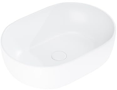 Eridanus Vitreous China - Lavabo rettangolare in ceramica bianca lucida per piani di lavoro del bagno, perfetto per lavandini da bagno, 480 x 340 x 145 mm