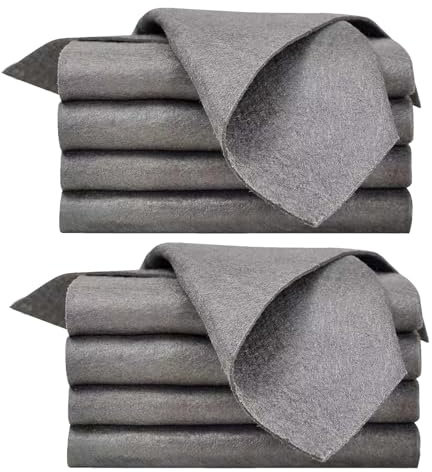 HEOUCH Pack of 10 Thickened Magic Cleaning Cloth, Microfibre Cloths, Miracle Cloth for Window Cleaning, Reusable, No Lint, No Stains, Suitable for Kitchen, Glass, Car
