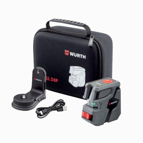 Würth Kreuzlinienlaser CLL 24P Grün – Selbstnivellierend, Robustes Gehäuse, USB-Type-C, Magnetische Halterung – Präzise Laserlinien für Profi-Anwendungen, 360° Linienführung