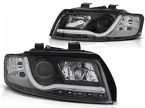 LED Light Tube Tagfahrlicht Scheinwerfer in schwarz für Audi A4 B6