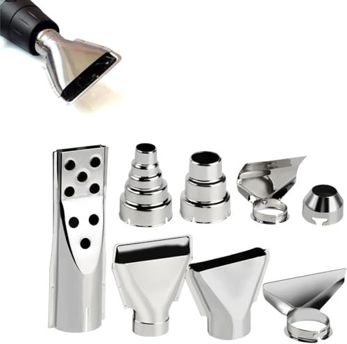 8 Stück Heißluft Zubehör Set, 35-40mm Edelstahl Heißluftpistole Düsen Heißluftfön Aufsätze, Wärmeheizgebläse Spitze Reduzierdüse Reflektordüse Breitstrahldüse für Heißluft Lötstation Reparaturwerkzeug