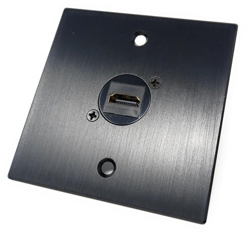 Brushed Aluminium Single HDMI D-Series Outlet Wall Faceplate – Durable Metal Plate with Screws Included