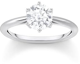 Thomas Sabo Sterling Silver Ring with White Zirconia in Brilliant Cut Recycled 925 Silver, Women, TR2474-051-14-60