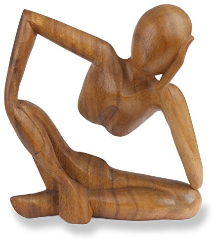 Tokoindah Denker-Pose – abstrakte Holzfigur aus Naturholz, Handarbeit, 12 cm