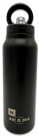 AROMA H20 Gourde magnétique 750 ml – Support smartphone intégré magnétique | Bouteille isotherme en inox sans BPA | Idéale pour le sport, la salle & l’extérieur (Noir)