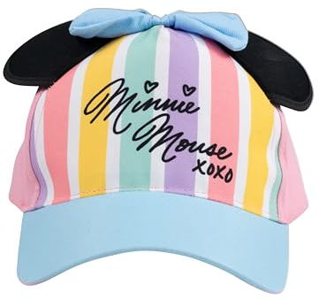 Disney Minnie Mouse Kappe mit Ohren & Schleife für Mädchen - Kinder Cap Basecap Baseballkappe verstellbar Rosa/Blau