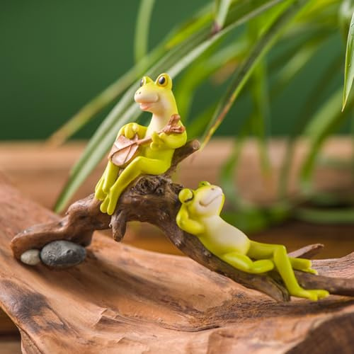 Yarteim Frosch Dekofigur Garten, Frosch Gartendeko Für Draußen, Wetterfest, Tiere Ornament Harz Statue Teichfigur Miniteich Solarbrunnen Garten Balkon Teiche Deko