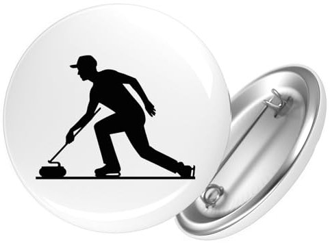 Huuraa Ansteckbutton Curling Silhouette Geschenk Größe 59mm Curling Accessoire