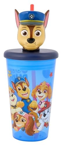 Paw Patrol 3D-Becher für Kinder, 444 ml, BPA-freies Trinkgeschirr mit Chase-Kopf, lustiger und langlebiger Abenteuerbecher