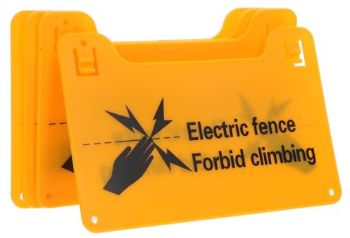 LOPUNER Lot de 4 Panneaux d'Avertissement pour Clôtures Électriques Signalisation Haute Tension Plastique aux Intempéries Installation Facile Sécurité Agricole