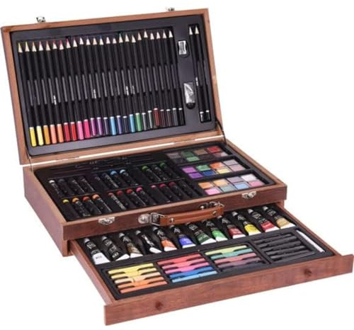 Well Home Set de Arte de Pintura en Caja de Madera con 112 Piezas 37,5x8x23,5cm