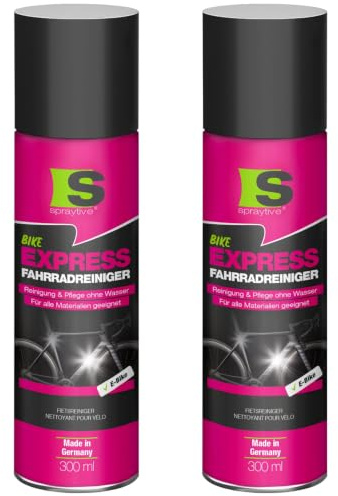 Spraytive 2 x 300ml Fahrradreiniger ohne Wasser mit Wachs für E-Bike & MTB | Trockenreinigung, für Lack, Carbon, Alu & Gummi, Abperleffekt, frischt Kunststoff auf, Rennrad & Gravel, Made in Germany