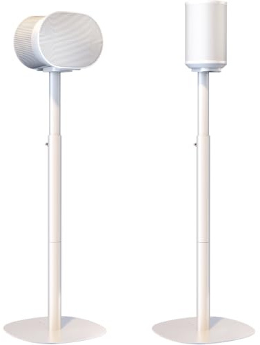 Supports pour Haut-parleurs Sonos Era 100 SL, Era 100 et Era 300 - Hauteur réglable, Supports de Sol 74–99 cm, Charge maximale de 5 kg par Support, 1 Paire, Blanc