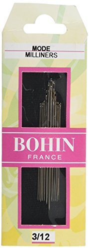 Bohin BH00669 Milliners Straw Needles No 3/12, Metal, Silver, 0.1 x 0.1 x 5 cm
