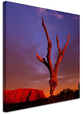 Paul Sinus Art Leinwandbild 60x60cm Landschaftsfotografie – Uluru bei Sonnenaufgang, Australien auf Leinwand exklusives Wandbild moderne Fotografie für ihre Wand in vielen Größen