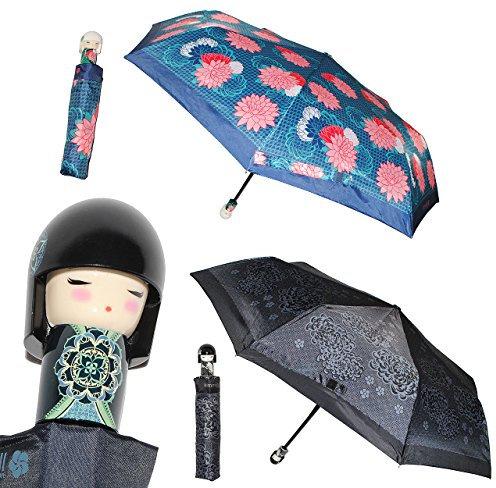 alles-meine.de GmbH 1 Stück: 3-D Taschenschirm - Kimmidoll bunt ø 95 cm - Schirm/Regenschirm für Mädchen und Damen - Sturmfest - zusammenklappbarer Kinderregenschirm japanische..