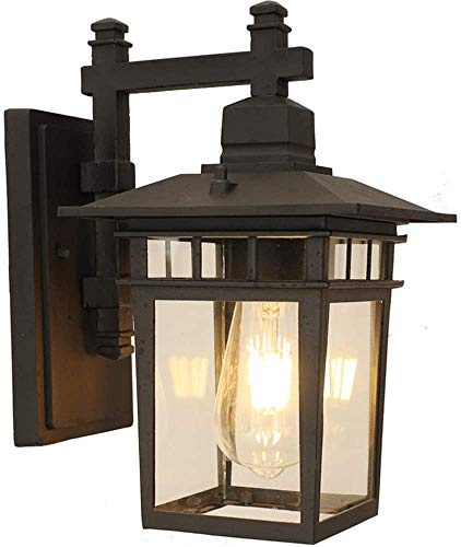 HONY-LIGHT Außenlampe Vintage schwarz Wandlampe Wasserdicht IP23 Aluminiumguss und Glas Aussenleuchte Retro E27 Landhaus Gartenlampe Hauseingang Hoflampe Eingangs Außen-Wandleuchte 27.5 * 18 * 31 cm…