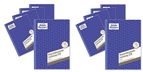 AVERY Zweckform 318-5 Kassenbestandsrechnung (A5, 50 Blatt) 5er Pack, weiß Für größere Ansicht Maus über das Bild ziehen AVERY Zweckform 318-5 Kassenbestandsrechnung (A5, 50 Blatt) (10 Stück)