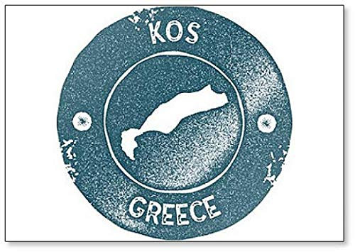 Greece Kos Map Vintage. Retro Style - Fridge Magnet