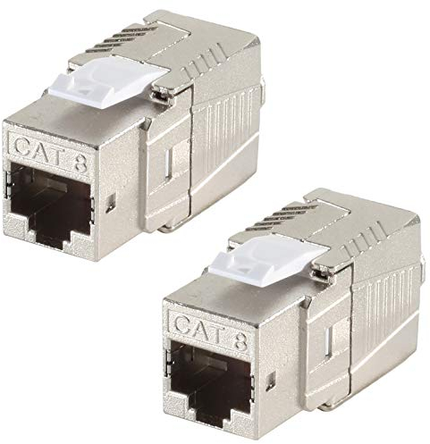 1aTTack.de 2 x CAT 8-2 x Keystone RJ45 sans outil CAT8 Key Stone boîtier métallique blindé 40 Gbit s compatible avec Cat5 Cat6 Cat7 2 pièces Cat8 Keystone Cat8 Keystone