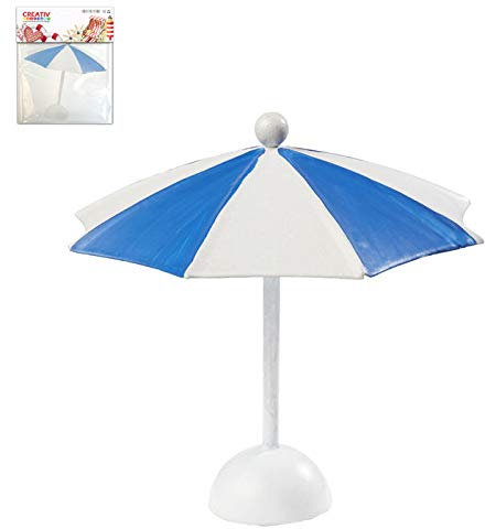CREATIV DISCOUNT Mini-Sonnenschirm, blau-weiß, 10x10cm