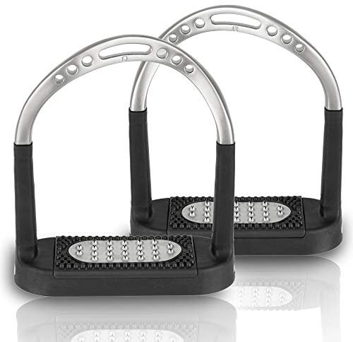 Sprenger Steigbügel gedreht Flexcite Grip, zur Entlastung des Fußgelenks I Bügel mit breiter Anti-Rutsch Trittfläche 120 mm, gelenkschonend, Edelstahl matt