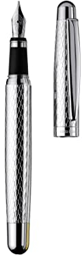 Otto Hutt design 02 Füllfederhalter 038-61053 – Füller aus 925er Sterling Silber mit Waben Guilloche und matter Oberfläche in der Farbe Silber – Federstärke EF