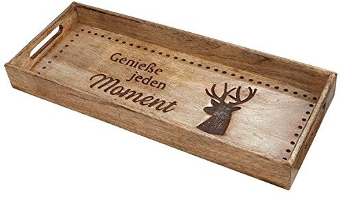 GILDE Deko-Tablett Hirsch Mangoholz Länge 50 cm, Tischdeko, Geschenk, Ablage