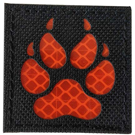 Infrarot-reflektierender Hundepfotenaufnäher, taktisches K9-Fußabdruck-Emblem, Militär-Klettverschluss, 5,1 x 5,1 cm (Orange)