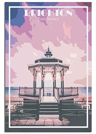 Brighton East Susex Skyline Vintage Reiseposter Dekorative Poster Modern Schlafzimmer Leinwand Kunst Poster Bild Gemälde Poster Wanddeko Kunst Geschenk