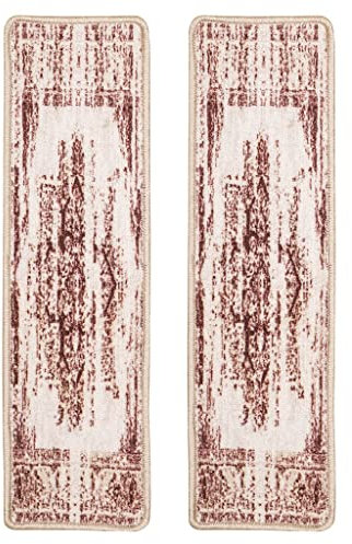 Benissimo, Alfombra antideslizante con 2 peldaños para escaleras, diseño impreso, camino para peldaños de madera interiores, juego de 2 (9 x 32 pulgadas), puesta de sol