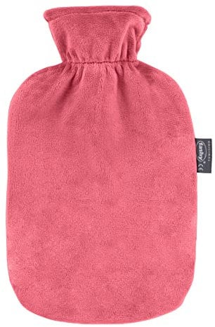 Fashy 2L Hot Water Bottle with Coral Plush Fleece Cover