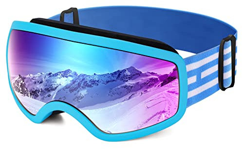 EasYoung Kids Ski Goggles, Children Skiing Snowboard Goggles for Boys Girls Junior, Snow Glasses Helmet Compatible