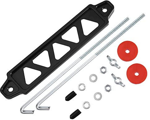 X AUTOHAUX 1 Set Car Battery Hold Down Bracket Kit with 10in J Bolts Black