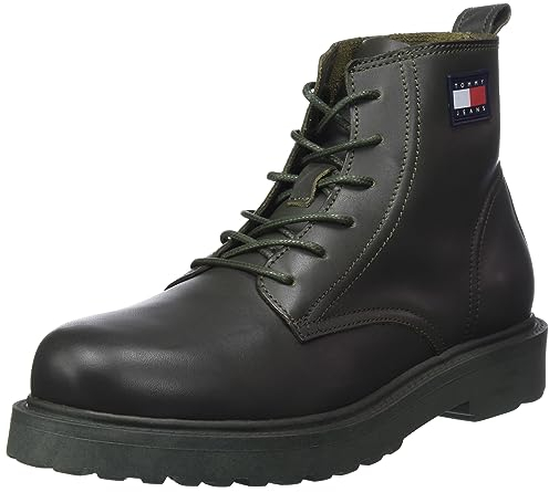 Tommy Jeans Herren TJM RUBERIZED LACE UP Boot EM0EM01276 Mittelhohe Stiefel, Grün, 43 EU