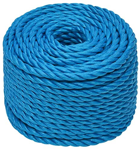 vidaXL Cuerda de Trabajo Seguridad Incendio Escalada Aire Libre Exterior Camping Torcido Bricolaje Artesanía Polipropileno Azul 20 mm 100 m