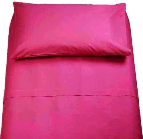 Lingerie Shop Set Lenzuola Letto Singolo Cotone Sotto Sopra + Federa Vari Colori Tinta Unita (Fuxia, Singolo)