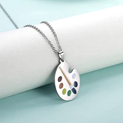 Necklace Pendant Artist's Palette Pendant Pigments Plate Necklaces Paint Brush Best Gift for Painter Chain Craft Necklace Jewelry birthday gifts for women men