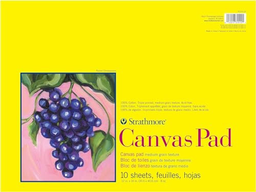 Strathmore 300er-Serie, Leinwandblock, 30,5 x 40,6 cm, 10 Blatt, dreifach grundiert, 100% Baumwoll-Leinwand, Plein Air Artists, Acrylfarbe und Ölfarbe