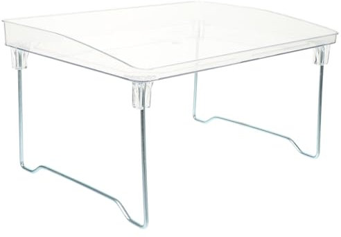 Desk Cup Holder Clear Lap Desk Folding Acrylic Bed Tray Countertop Storage Rack Clear Laptop Stand Bed Desk Table for Reading Eating Writing Kitchen Bathroom Storage Holder
